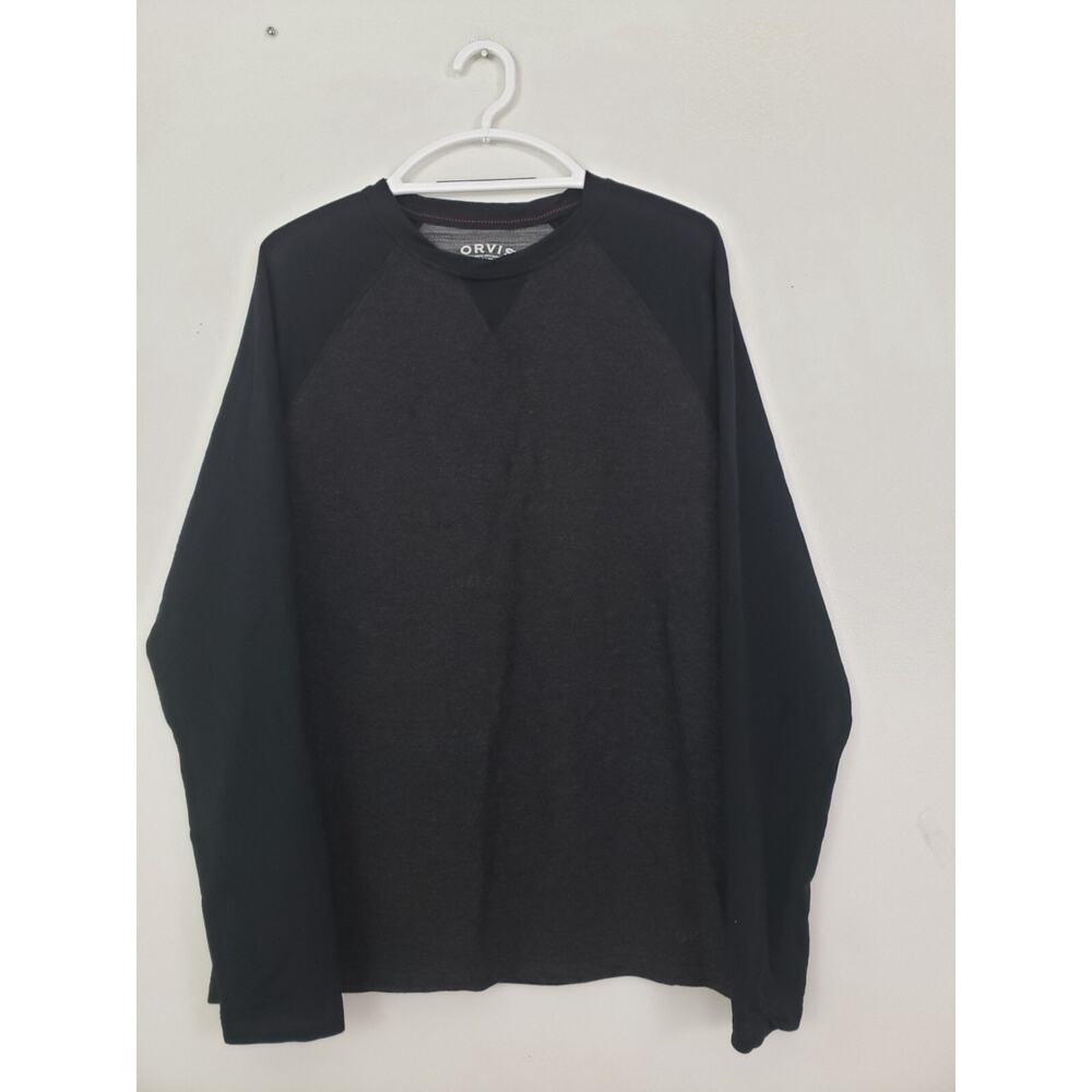 Orvis Men's Raglan Crewneck Baseball Top Size M Long Sleeve Colorblock Pullover